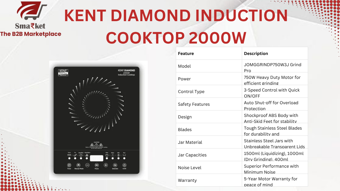 KENT Diamond Induction Cooktop 2000W – A Smart Electric Induction Cooktop for Modern Kitchens