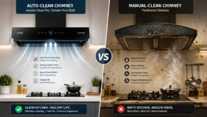 Read more about the article Auto-Clean vs Manual-Clean Chimney: Which Is Better for Indian Cooking?