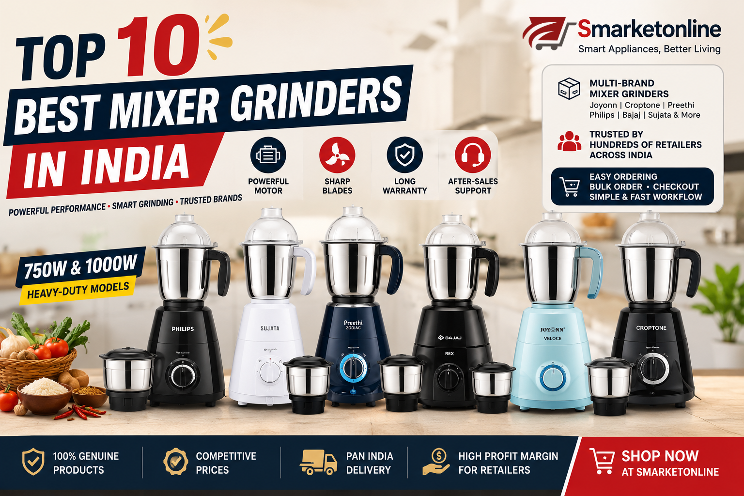 Top 10 Best Mixer Grinders in India 2026 | Best 750W & 1000W Mixers